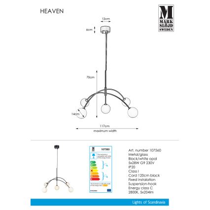 Markslöjd 107560 - Luster na lanku HEAVEN 5xG9/28W/230V