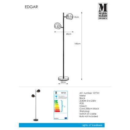 Markslöjd 107741 - Stojacia lampa EDGAR 2xE14/40W/230V