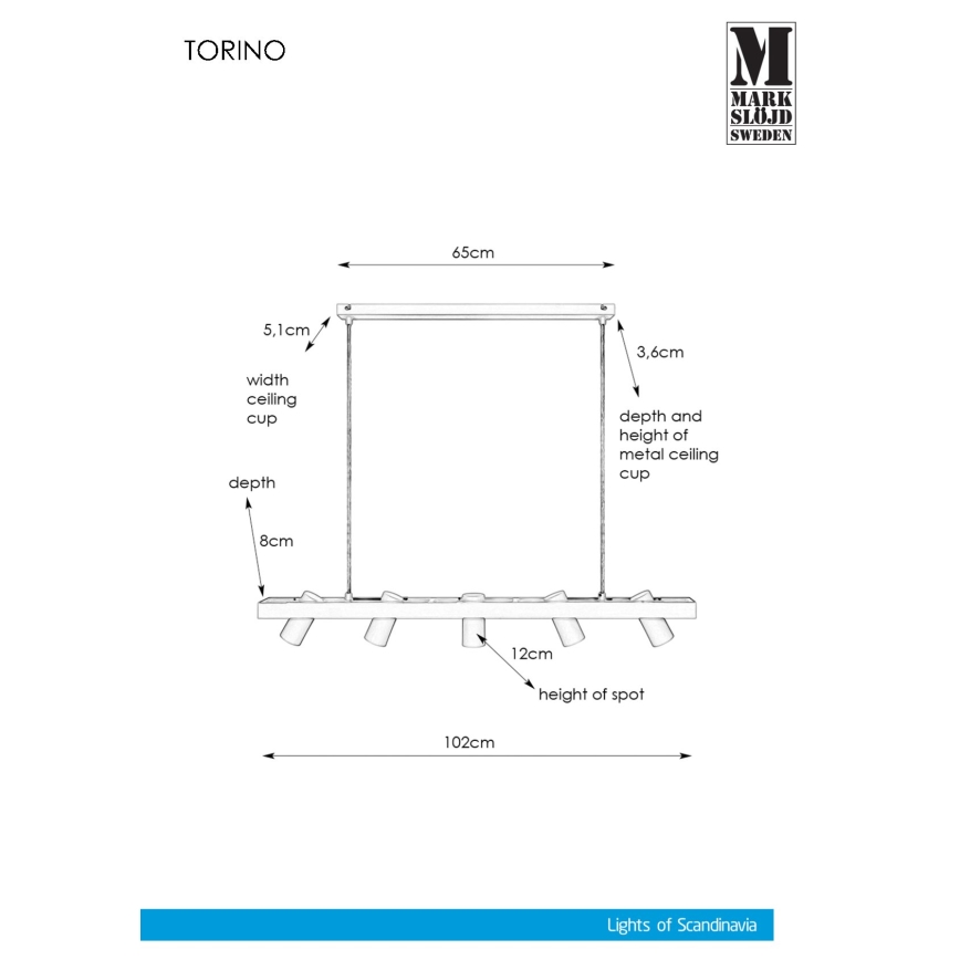 Markslöjd 107783 - Luster na lanku TORINO 5xGU10/7W/230V