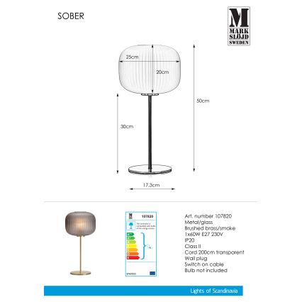 Markslöjd 107820 - Stolná lampa SOBER 1xE27/60W/230V mosadz