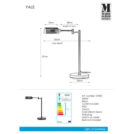 Markslöjd 107821 - Stolná lampa YALE 1xE14/12W/230V