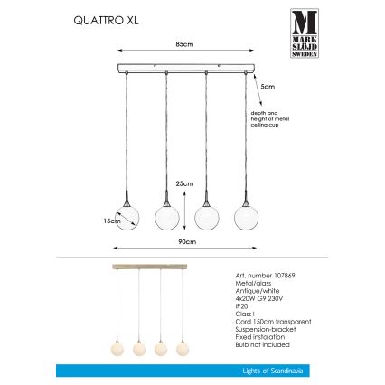 Markslöjd 107869 - Luster na lanku QUATTRO XL 4xG9/20W/230V