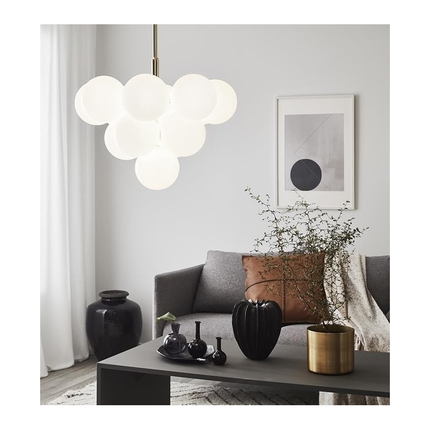 Markslöjd 107903 - Luster na tyči MERLOT 13xG9/20W/230V priemer 56 cm biela/zlatá