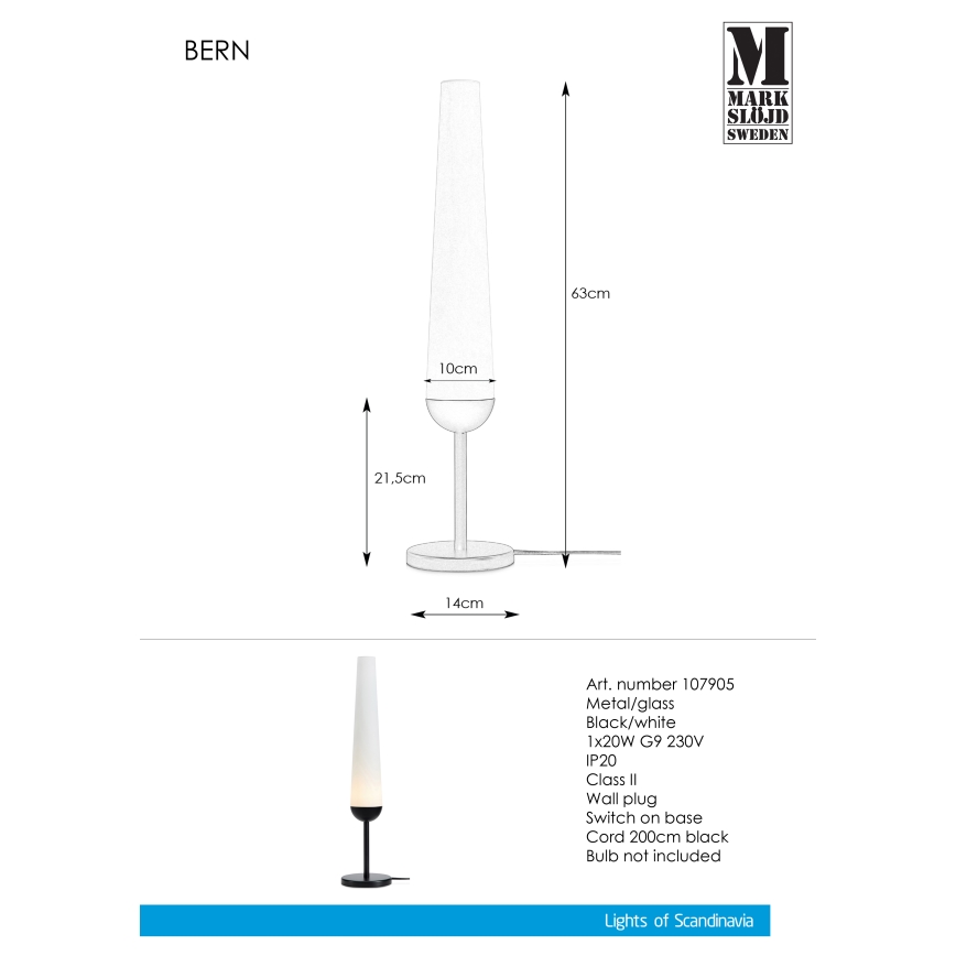Markslöjd 107905 - Stolná lampa BERN 1xG9/20W/230V