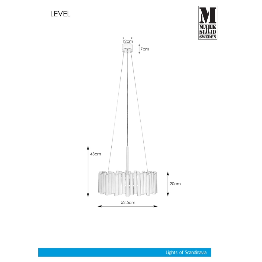 Markslöjd 107925 - Luster na tyči LEVEL 3xE27/60W/230V