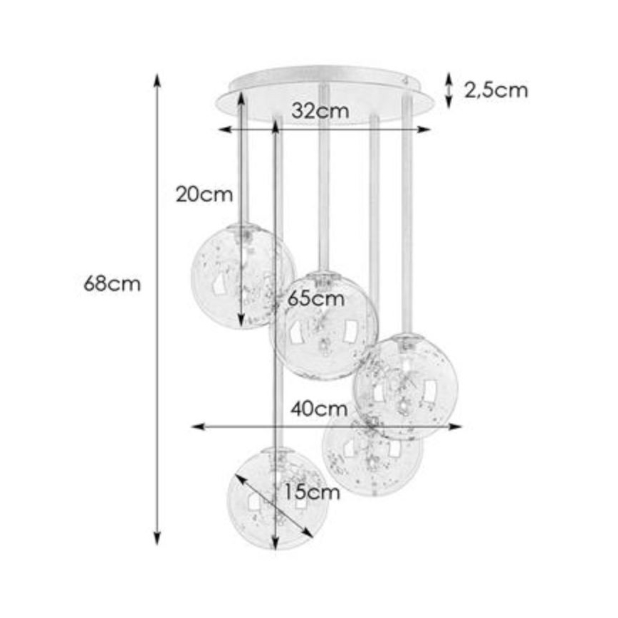 Markslöjd 108111 - Luster na tyči UNIVERSE 5xG9/20W/230V