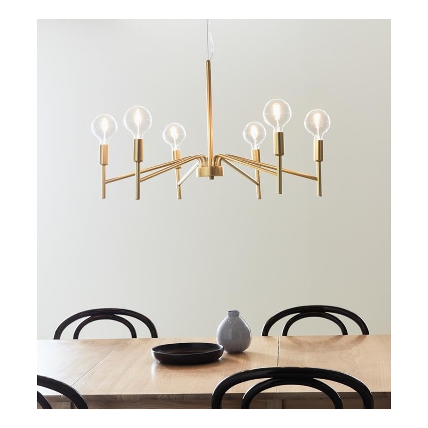 Markslöjd 108210 - Luster na lanku MONARCH 6xE14/18W/230V zlatá