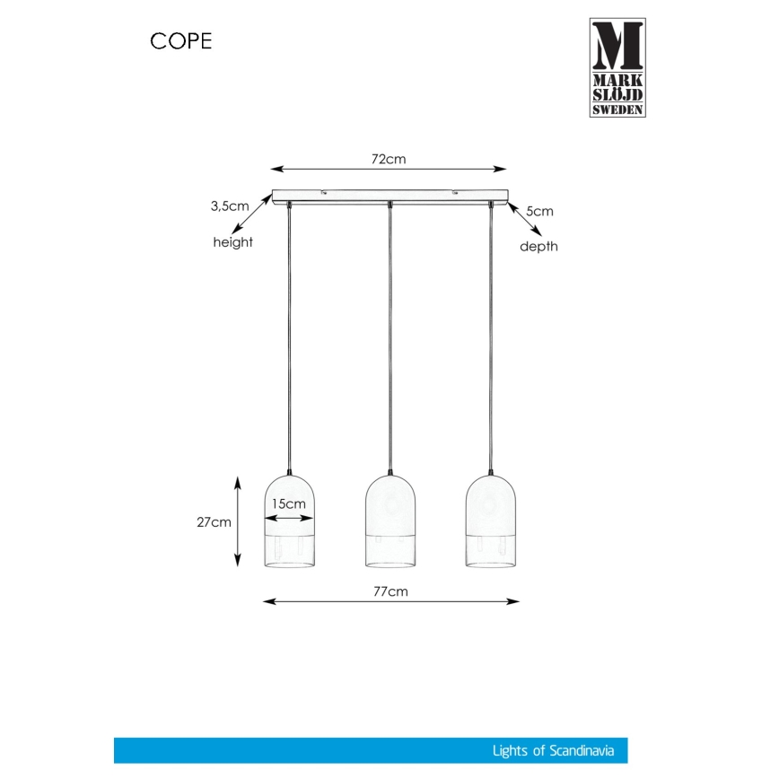 Markslöjd 108226 - Luster na lanku COPE 3xE14/18W/230V