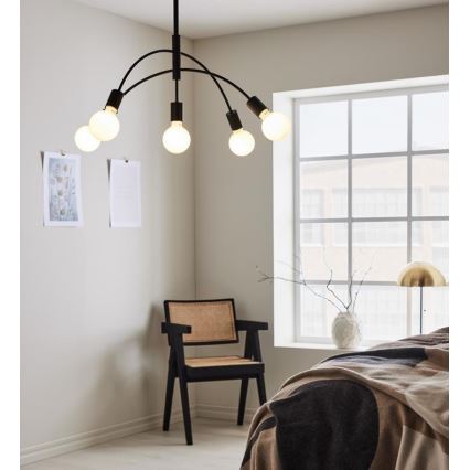 Markslöjd 108286 - Luster na lanku CYGNUS 5xE27/40W/230V čierna
