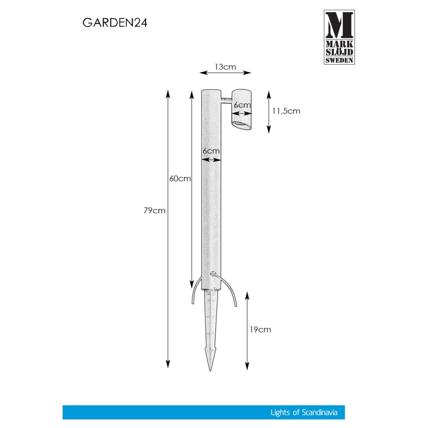 Markslöjd 108485 - LED Vonkajšia lampa GARDEN24 LED/6W/24V 60 cm IP44 čierna