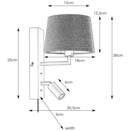 Markslöjd 108595 - LED Nástenná lampa s USB COMO 1xE14/40W/230V + LED/3W čierna