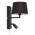 Markslöjd 108595 - LED nástenné svietidlo s USB COMO 1xE14/40W/230V + LED/3W čierne