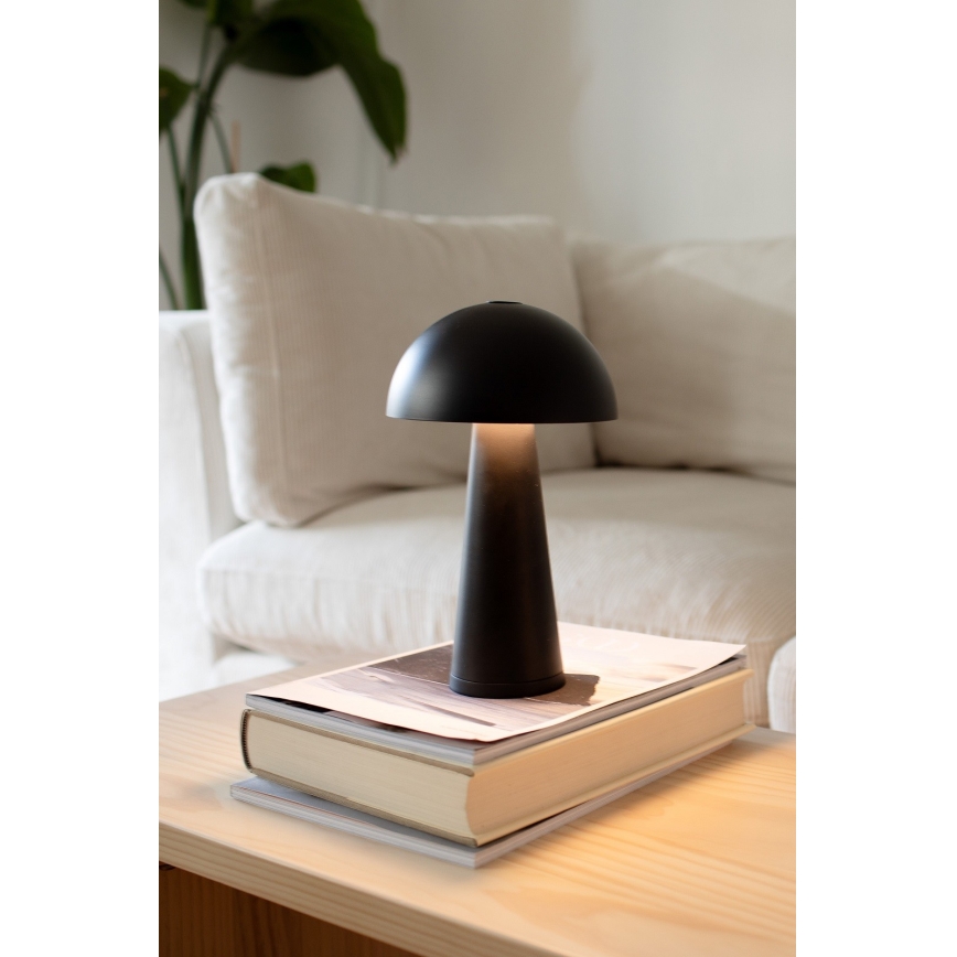 Markslöjd 108655 - LED stmievateľná nabíjateľná stolná lampa FUNGI LED/1,5W/5V 2000 mAh IP44 čierna