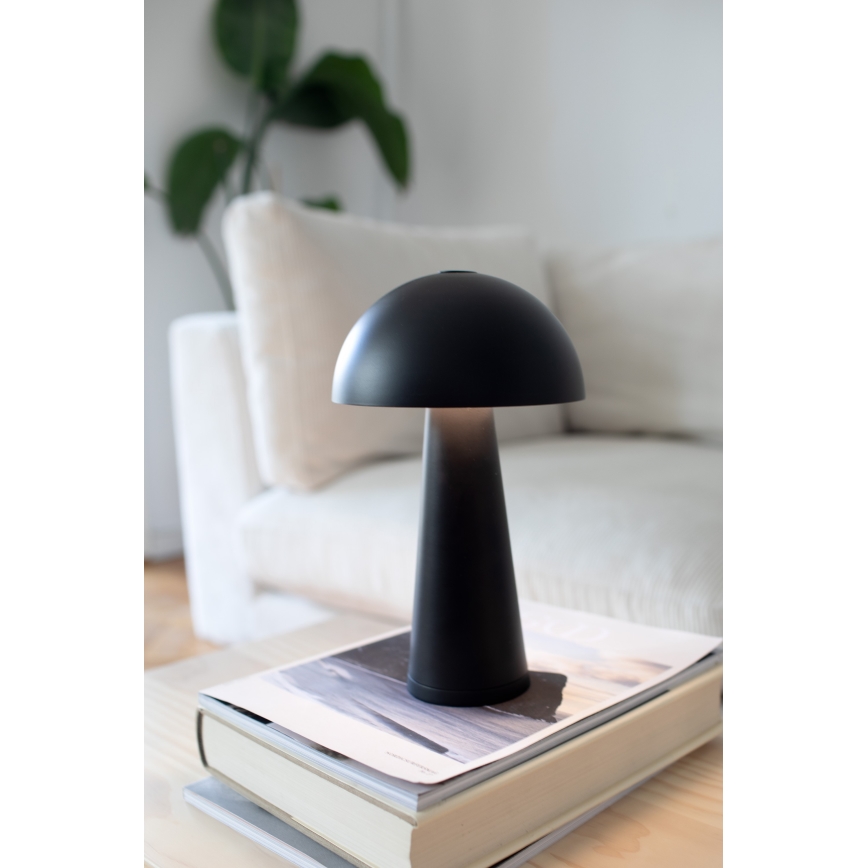 Markslöjd 108655 - LED stmievateľná nabíjateľná stolná lampa FUNGI LED/1,5W/5V 2000 mAh IP44 čierna