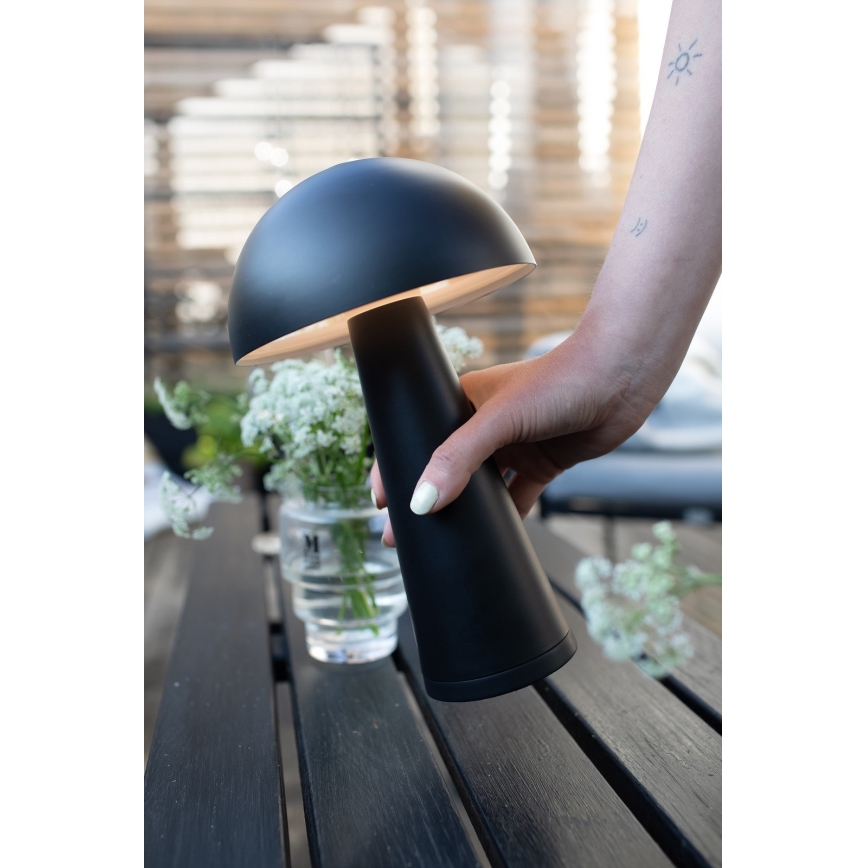 Markslöjd 108655 - LED stmievateľná nabíjateľná stolná lampa FUNGI LED/1,5W/5V 2000 mAh IP44 čierna