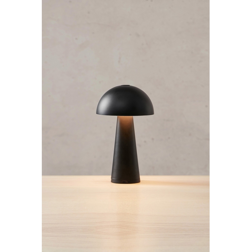Markslöjd 108655 - LED stmievateľná nabíjateľná stolná lampa FUNGI LED/1,5W/5V 2000 mAh IP44 čierna