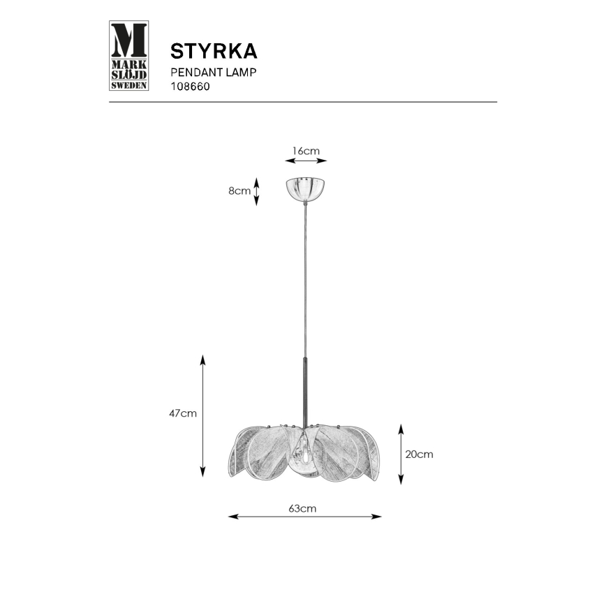 Markslöjd 108660 - Luster na lanku STYRKA 1xE27/40W/230V pr. 63 cm čierna