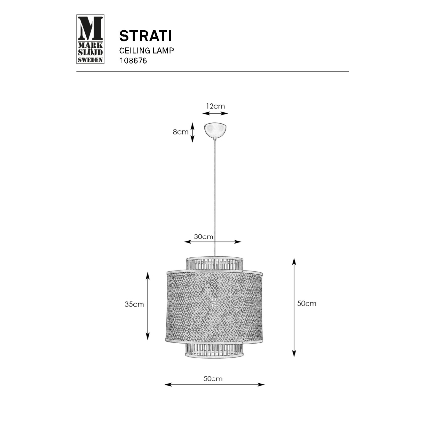 Markslöjd 108676 - Luster na lanku STRATI 1xE27/40W/230V čierna/bambus