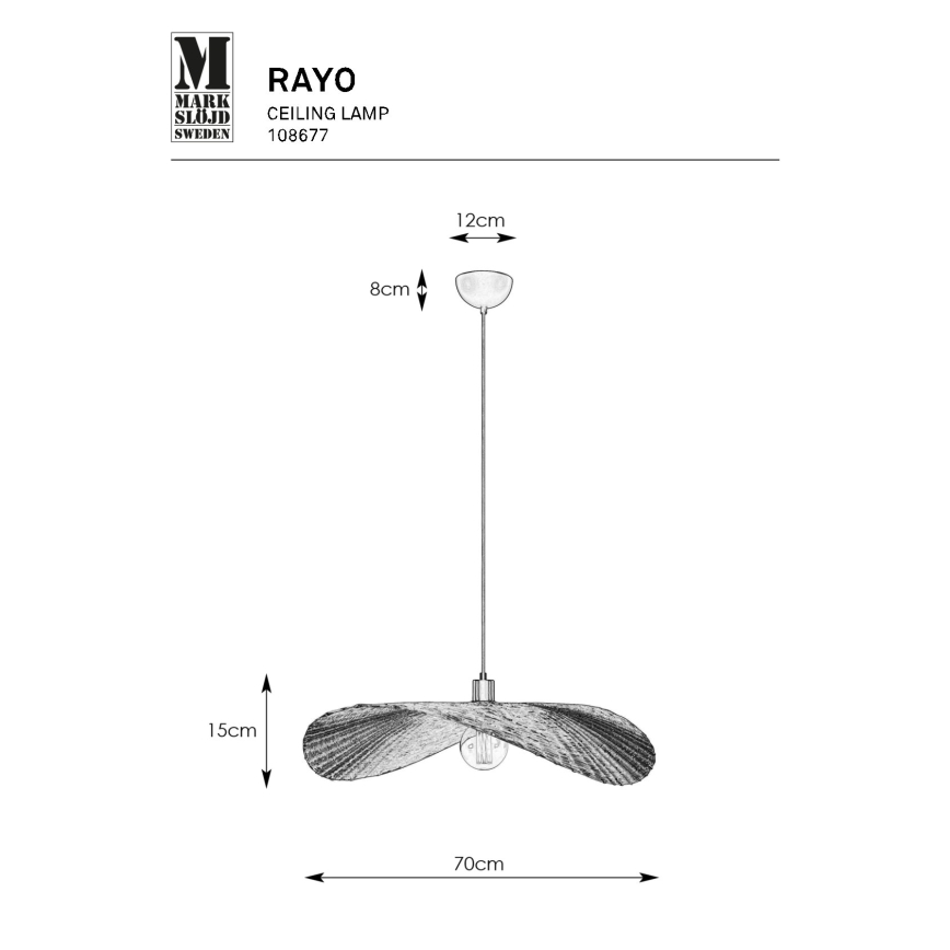 Markslöjd 108677 - Luster na lanku RAYO 1xE27/40W/230V béžová/bambus