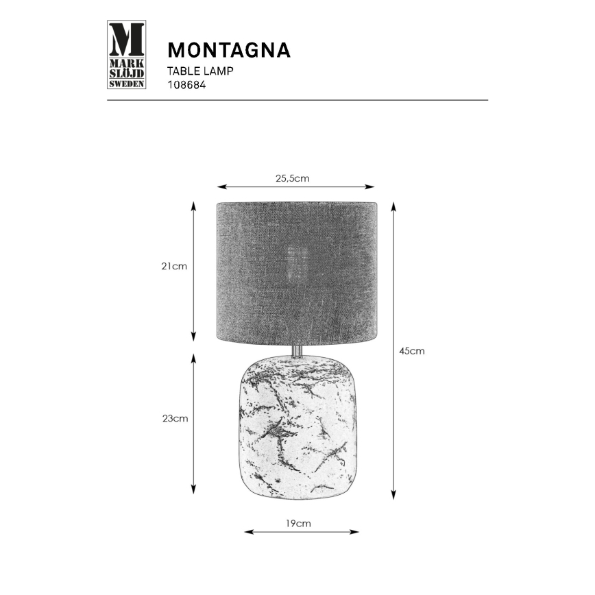 Markslöjd 108684 - Stolná lampa MONTAGNA 1xE14/40W/230V 45 cm béžová/čierna