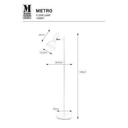 Markslöjd 108687 - Stojacia lampa METRO 1xE27/40W/230V biela