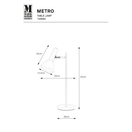 Markslöjd 108688 - Stolná lampa METRO 1xE27/40W/230V biela