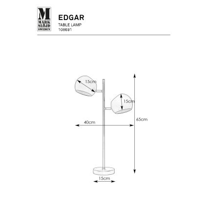 Markslöjd 108691 - Stolná lampa EDGAR 2xE14/40W/230V čierna
