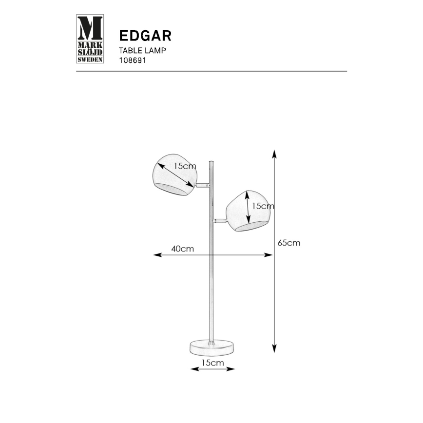 Markslöjd 108691 - Stolná lampa EDGAR 2xE14/40W/230V čierna