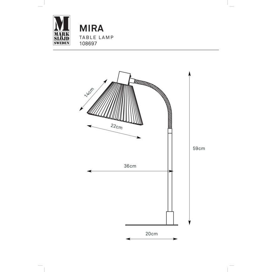 Markslöjd 108697 - Stolná lampa MIRA 1xE14/40W/230V čierna/biela