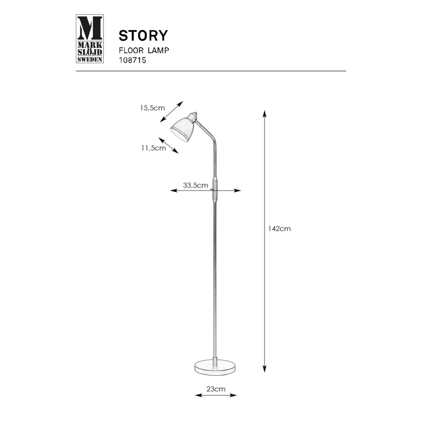 Markslöjd 108715 - Stojacia lampa STORY 1xE14/40W/230V mosadz