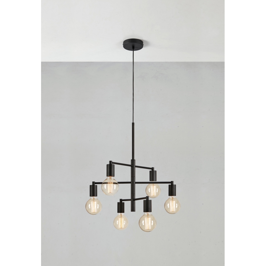 Markslöjd 108717 - Luster na lanku CIELO 6xE27/40W/230V čierna