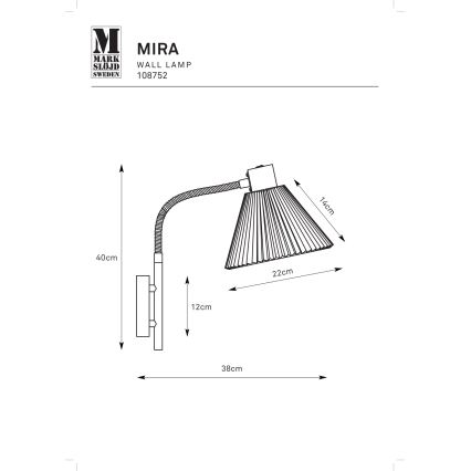 Markslöjd 108752 - Nástenná lampa MIRA 1xE14/40W/230V čierna/biela
