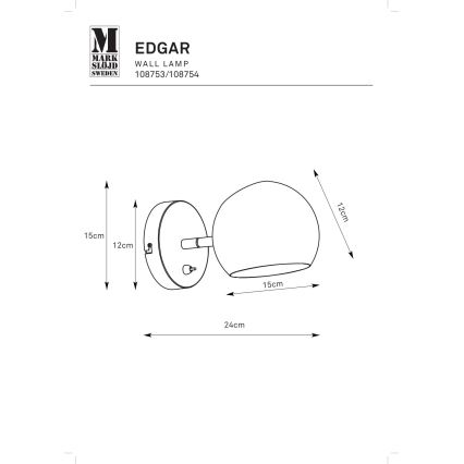 Markslöjd 108754 - Nástenná lampa EDGAR 1xE14/40W/230V zlatá