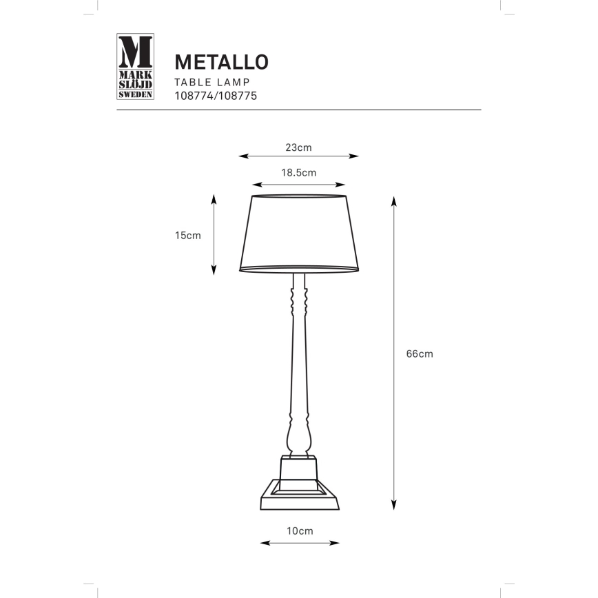 Markslöjd 108775 - Stolná lampa METALLO 1xE27/40W/230V matný chróm