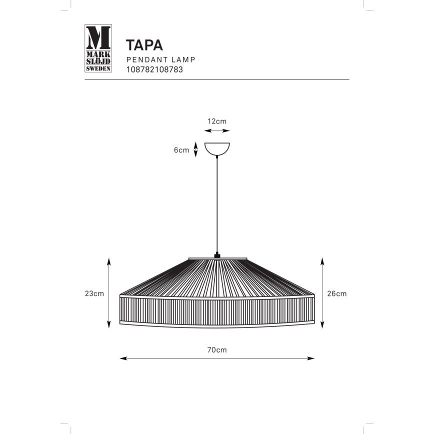 Markslöjd 108782 - Luster na lanku TAPA 1xE27/40W/230V čierna/bambus