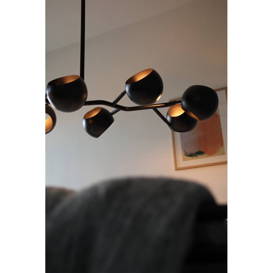 Markslöjd 108852 - Luster na tyči EDGAR 8xE14/40W/230V čierna