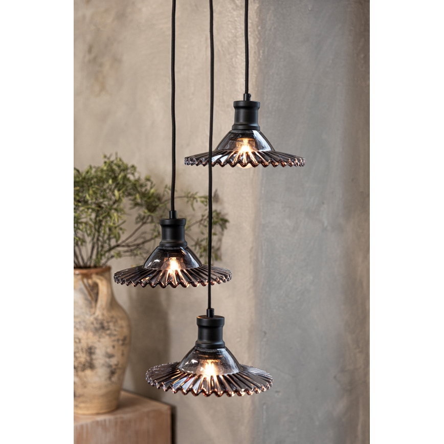 Markslöjd 108853 - Luster na lanku NOVIA 3xE27/40W/230V čierna/dymová