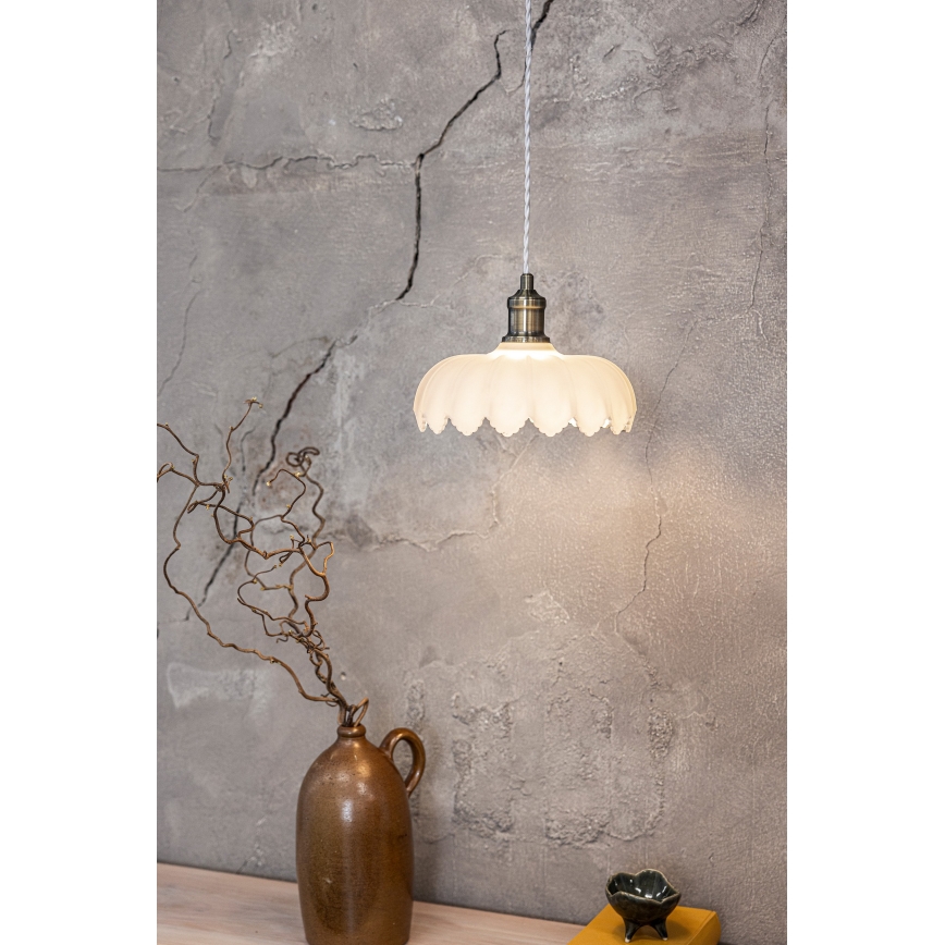 Markslöjd 108857 - Luster na lanku KURAGE 1xE27/40W/230V mosadz/biela