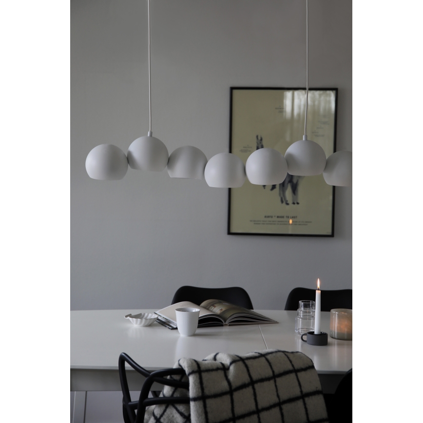 Markslöjd 108859 - Luster na lanku CUPOLO 7xE14/40W/230V biela