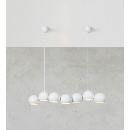 Markslöjd 108859 - Luster na lanku CUPOLO 7xE14/40W/230V biela