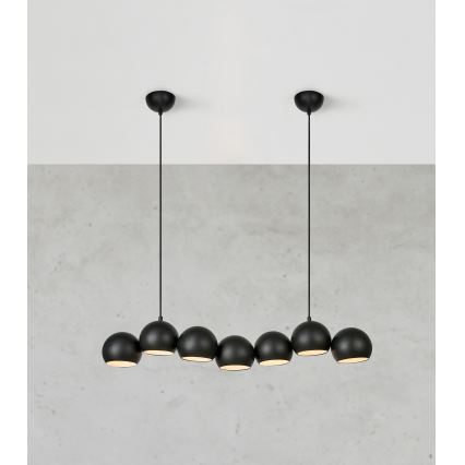 Markslöjd 108860 - Luster na lanku CUPOLO 7xE14/40W/230V čierna