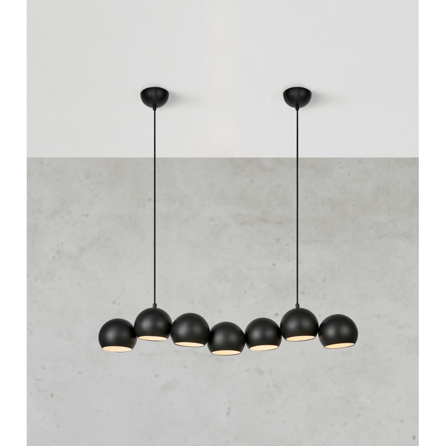 Markslöjd 108860 - Luster na lanku CUPOLO 7xE14/40W/230V čierna