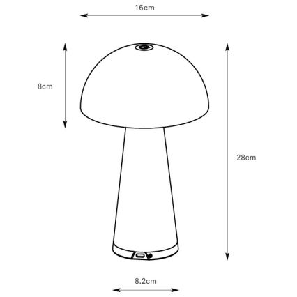 Markslöjd 108950 - LED Stmievateľná nabíjacia stolová lampa FUNGI LED/1,5W/5V 2000 mAh IP44 sivá