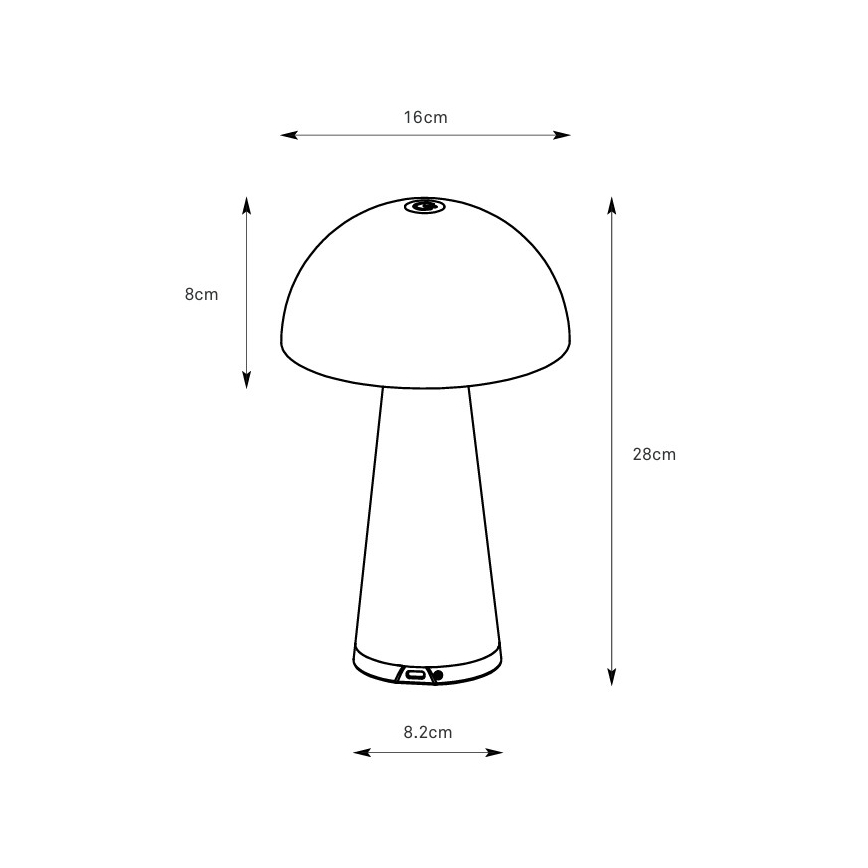 Markslöjd 108950 - LED Stmievateľná nabíjacia stolová lampa FUNGI LED/1,5W/5V 2000 mAh IP44 sivá