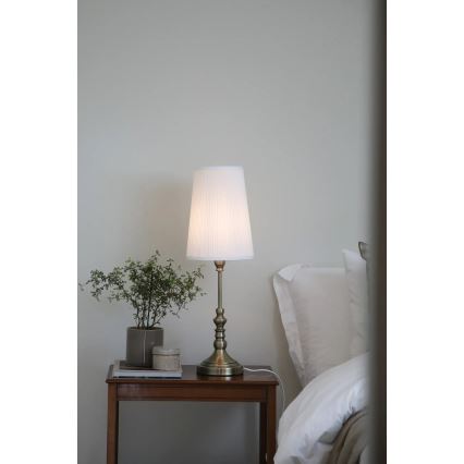 Markslöjd 108970 - Stolná lampa NOBLE 1xE14/40W/230V 66 cm biela/mosadz