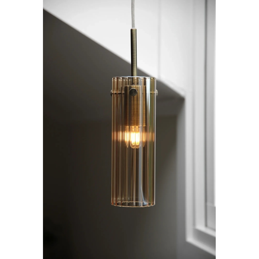 Markslöjd 109015 - Závesné svietidlo na kábli TIBIA 1xE14/40W/230V dymovo-béžová/mosadz