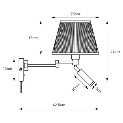 Markslöjd 109016 - LED nástenné svietidlo PIVOT 1xE27/40W/230V + LED/4W krémové/čierne