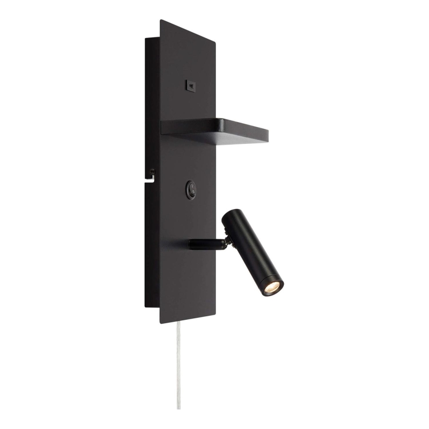 Markslöjd 109018 - LED nástenné bodové svietidlo s poličkou a USB portom CARICA LED/4W/230V čierna