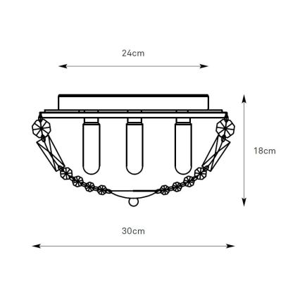 Markslöjd 109031 - Kúpeľňové stropné svietidlo ESTELLE 3xG9/20W/230V pr. 30 cm IP44 mosadz