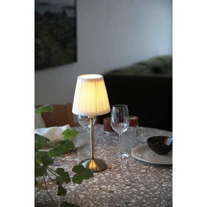 Markslöjd 109126 - LED stmievateľná nabíjacia dotyková stolová lampa ANNO 1xE14/2W/2000 mAh biela/mosadz